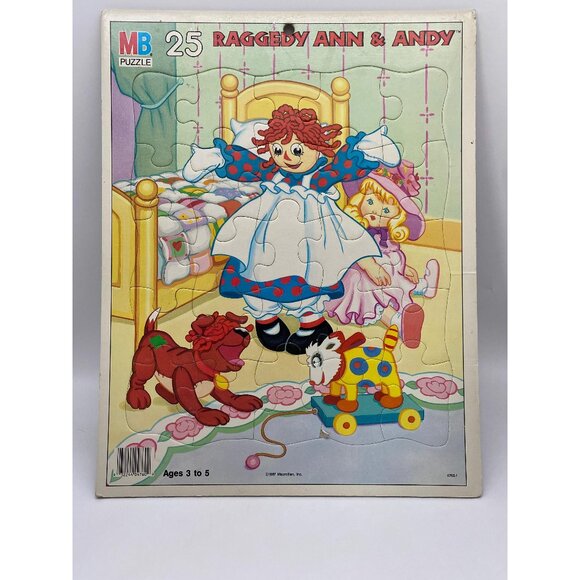 Vintage 1987 Milton Bradley Raggedy Ann & Andy Frame Tray Puzzle- Retro Jigsaw - Picture 1 of 6